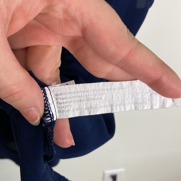 Eloquii Short Sleeve V-Neck Notch Collar Blouse Navy Blue Women's 24 Office - Picture 6 of 9